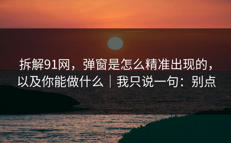 拆解91网，弹窗是怎么精准出现的，以及你能做什么｜我只说一句：别点