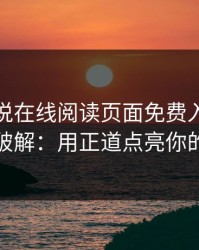 羞羞小说在线阅读页面免费入口页面秋蝉破解：用正道点亮你的夜读