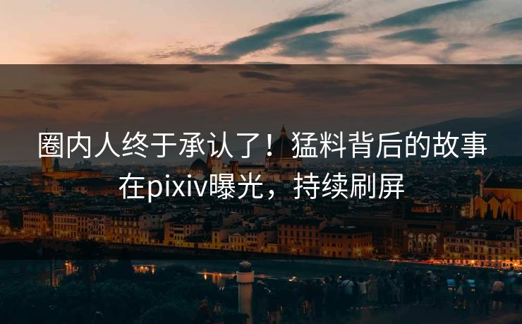 圈内人终于承认了！猛料背后的故事在pixiv曝光，持续刷屏