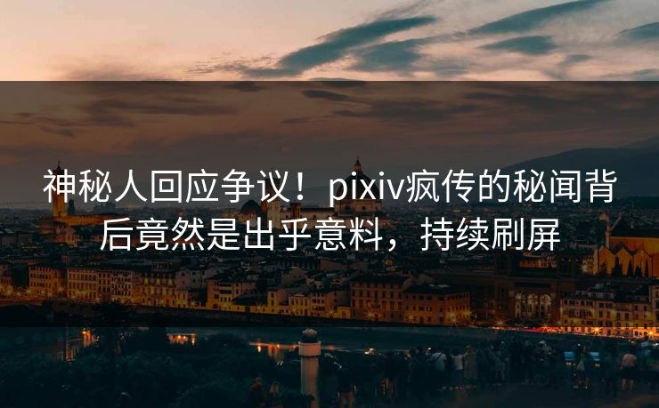 神秘人回应争议！pixiv疯传的秘闻背后竟然是出乎意料，持续刷屏