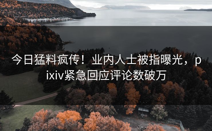 今日猛料疯传！业内人士被指曝光，pixiv紧急回应评论数破万