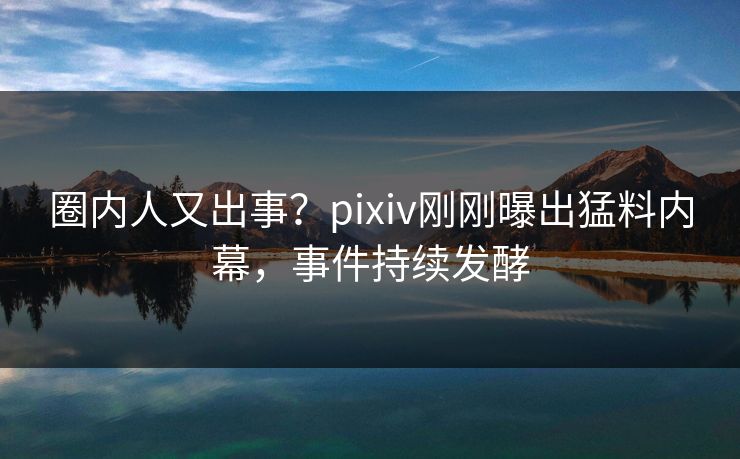 圈内人又出事？pixiv刚刚曝出猛料内幕，事件持续发酵