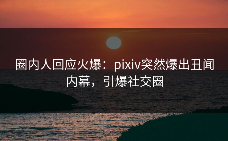 圈内人回应火爆:pixiv突然爆出丑闻内幕,引爆社交圈 圈内人回应火爆:pixiv突然爆出丑闻内幕,引爆社交圈