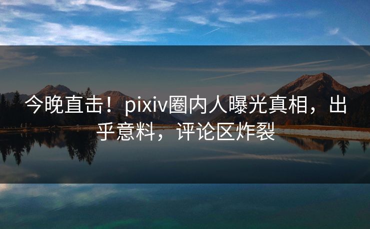 今晚直击！pixiv圈内人曝光真相，出乎意料，评论区炸裂