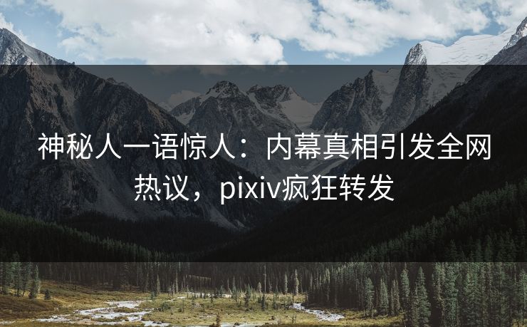神秘人一语惊人：内幕真相引发全网热议，pixiv疯狂转发