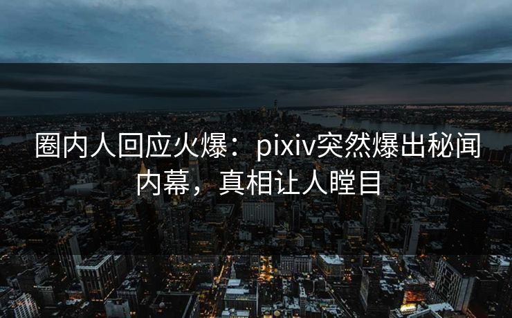 圈内人回应火爆:pixiv突然爆出秘闻内幕,真相让人瞠目 圈内人回应火爆:pixiv突然爆出秘闻内幕,真相让人瞠目