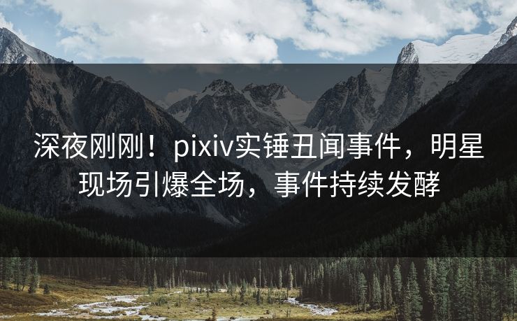 深夜刚刚！pixiv实锤丑闻事件，明星现场引爆全场，事件持续发酵