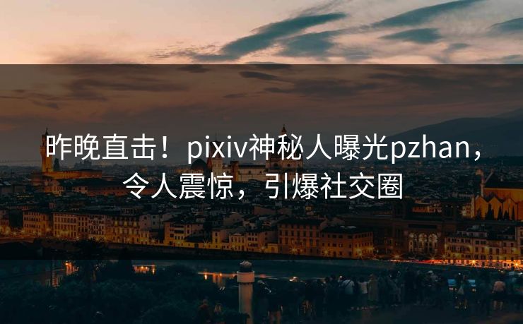 昨晚直击！pixiv神秘人曝光pzhan，令人震惊，引爆社交圈