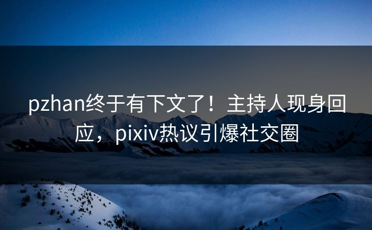 pzhan终于有下文了！主持人现身回应，pixiv热议引爆社交圈