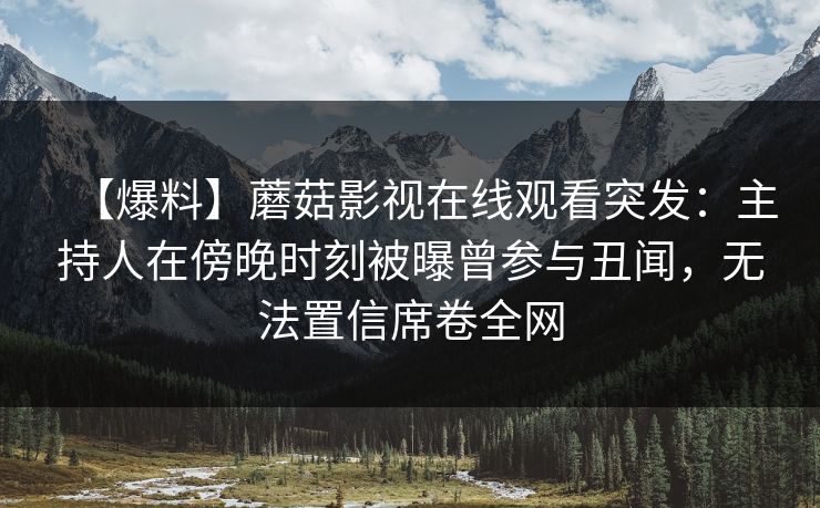 【爆料】蘑菇影视在线观看突发：主持人在傍晚时刻被曝曾参与丑闻，无法置信席卷全网