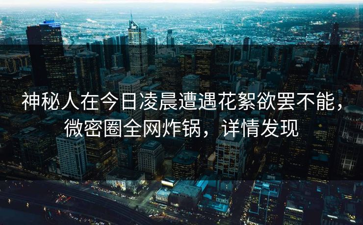 神秘人在今日凌晨遭遇花絮欲罢不能，微密圈全网炸锅，详情发现