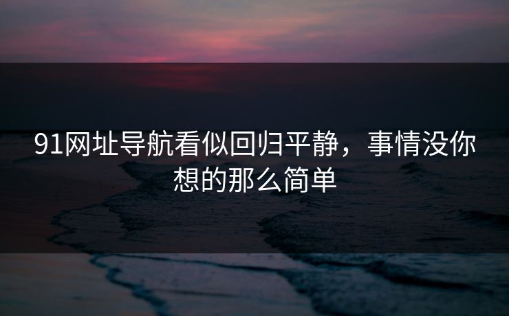 91网址导航看似回归平静,事情没你想的那么简单 91网址导航看似回归平静,事情没你想的那么简单